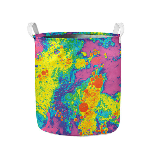 Colorful Acid Melt Print Collapsible Laundry Basket
