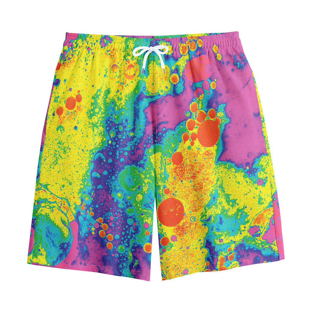 Colorful Acid Melt Print Cotton Shorts