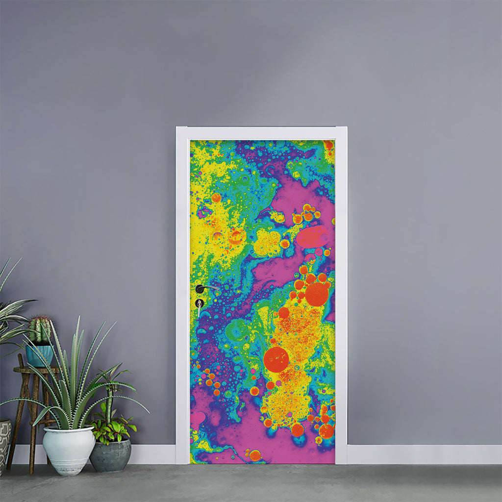 Colorful Acid Melt Print Door Sticker