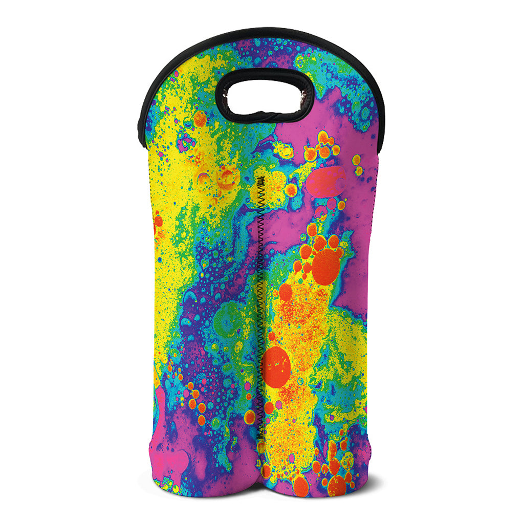 Colorful Acid Melt Print Double Neoprene Wine Tote