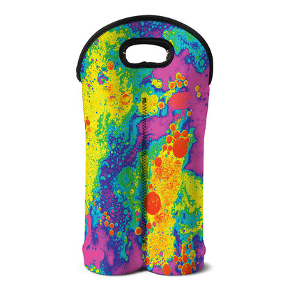 Colorful Acid Melt Print Double Neoprene Wine Tote