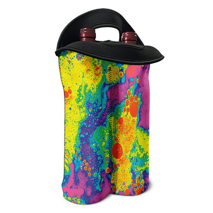 Colorful Acid Melt Print Double Neoprene Wine Tote