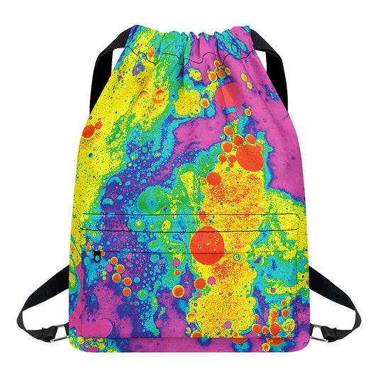 Colorful Acid Melt Print Drawstring Backpack