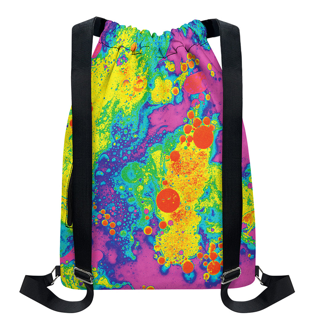 Colorful Acid Melt Print Drawstring Backpack