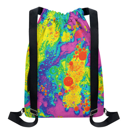 Colorful Acid Melt Print Drawstring Backpack