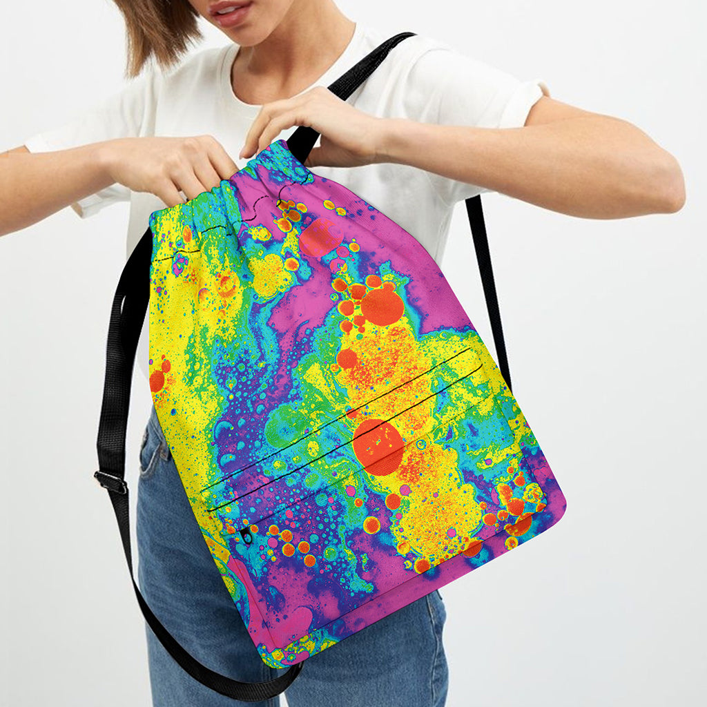 Colorful Acid Melt Print Drawstring Backpack