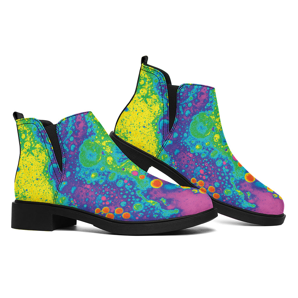 Colorful Acid Melt Print Flat Ankle Boots