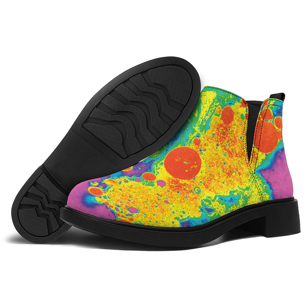 Colorful Acid Melt Print Flat Ankle Boots