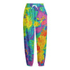 Colorful Acid Melt Print Fleece Lined Knit Pants