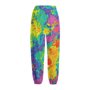 Colorful Acid Melt Print Fleece Lined Knit Pants