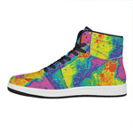 Colorful Acid Melt Print High Top Leather Sneakers