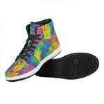 Colorful Acid Melt Print High Top Leather Sneakers