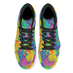 Colorful Acid Melt Print High Top Leather Sneakers