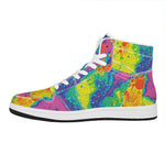 Colorful Acid Melt Print High Top Leather Sneakers