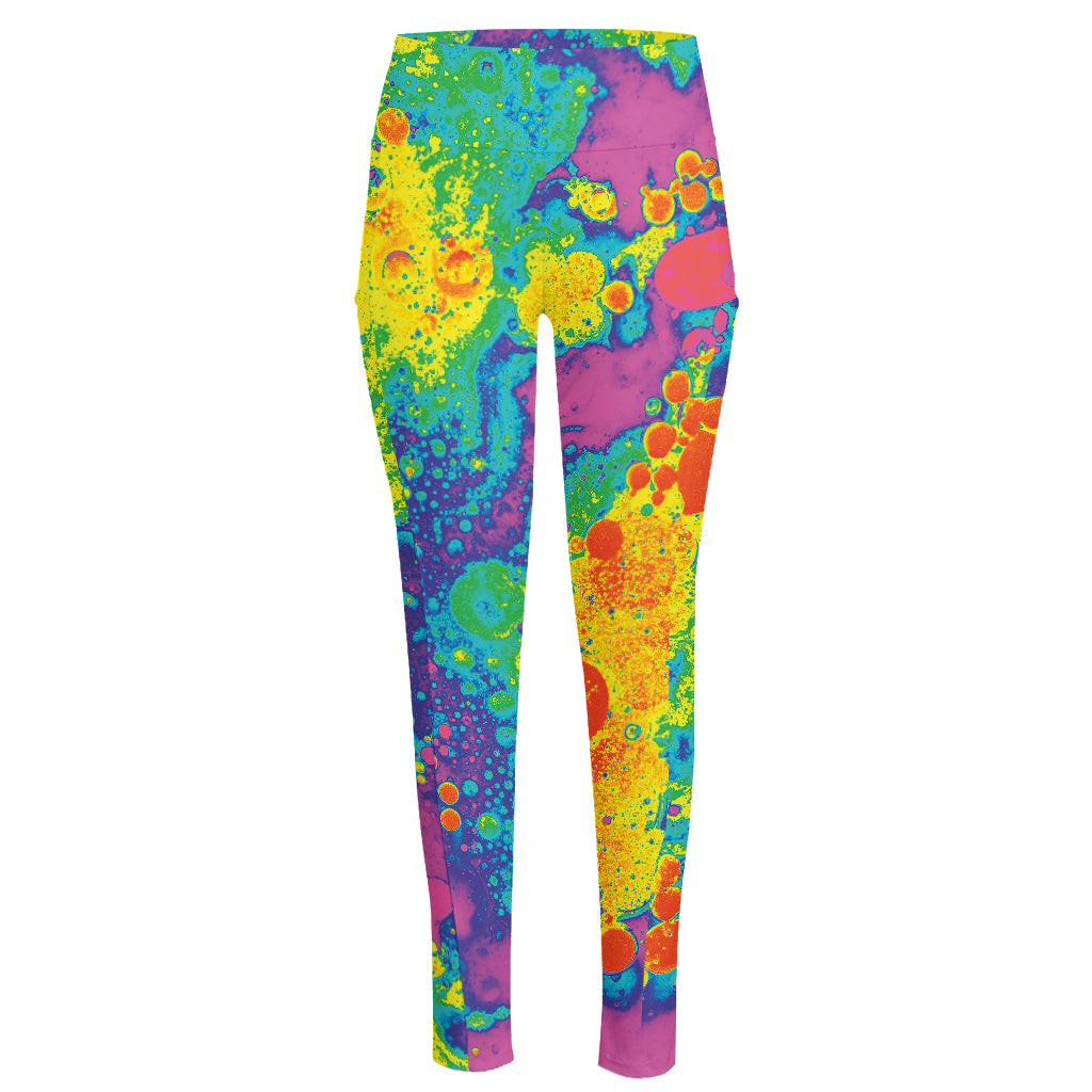 Colorful Acid Melt Print High-Waisted Pocket Leggings