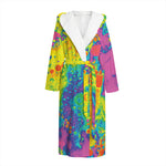 Colorful Acid Melt Print Hooded Bathrobe