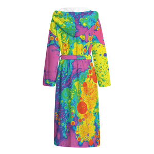 Colorful Acid Melt Print Hooded Bathrobe