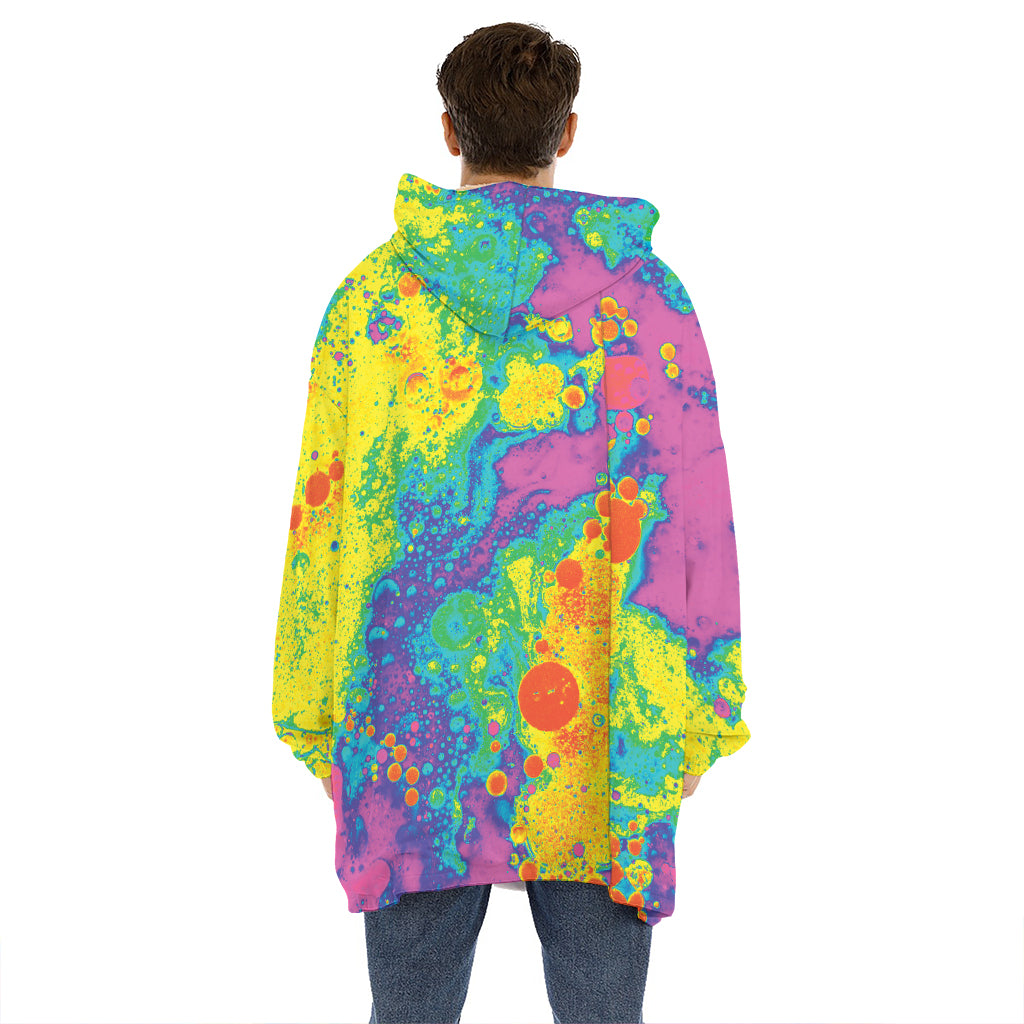 Colorful Acid Melt Print Hoodie Blanket