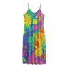 Colorful Acid Melt Print Jersey Midi Cami Dress