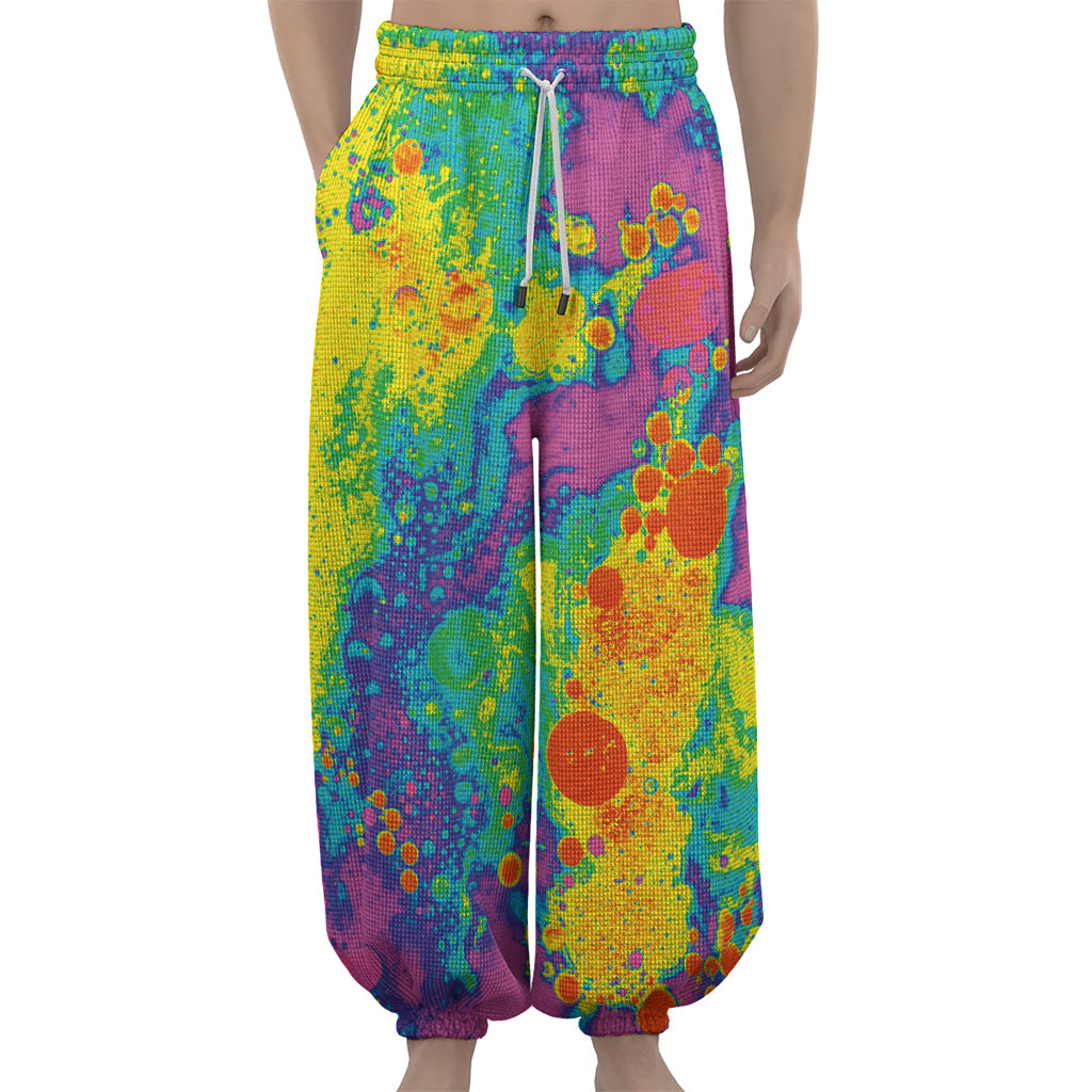 Colorful Acid Melt Print Lantern Pants