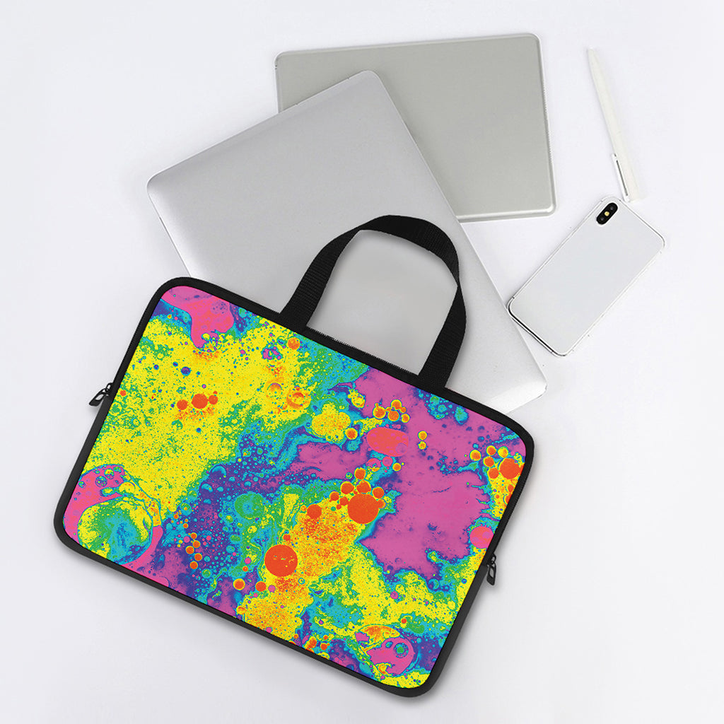 Colorful Acid Melt Print Laptop Sleeve With Handle