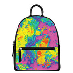 Colorful Acid Melt Print Leather Backpack