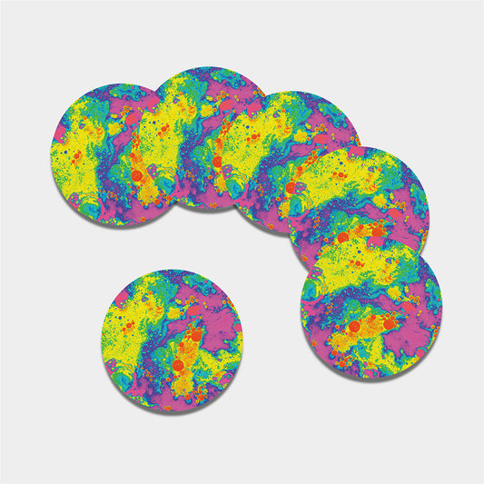 Colorful Acid Melt Print Leather Coaster Set