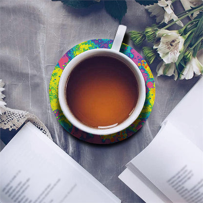 Colorful Acid Melt Print Leather Coaster Set