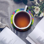 Colorful Acid Melt Print Leather Coaster Set