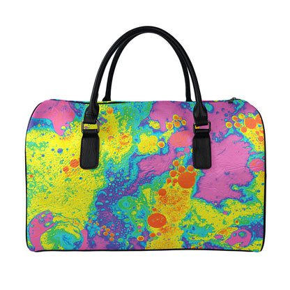Colorful Acid Melt Print Leather Duffle Bag