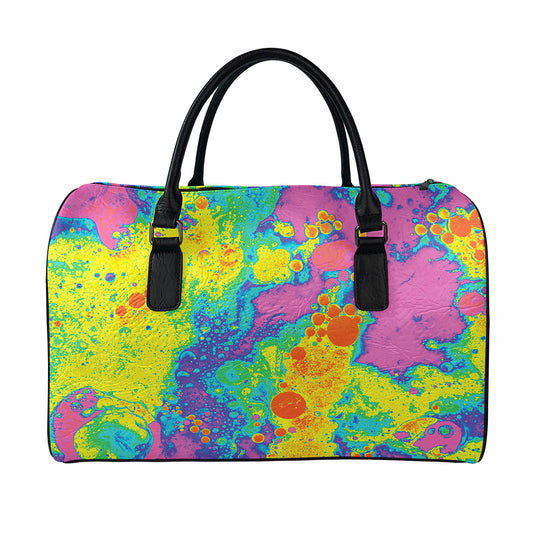Colorful Acid Melt Print Leather Duffle Bag