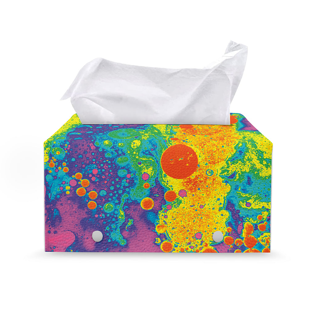 Colorful Acid Melt Print Leather Tissue Box Cover