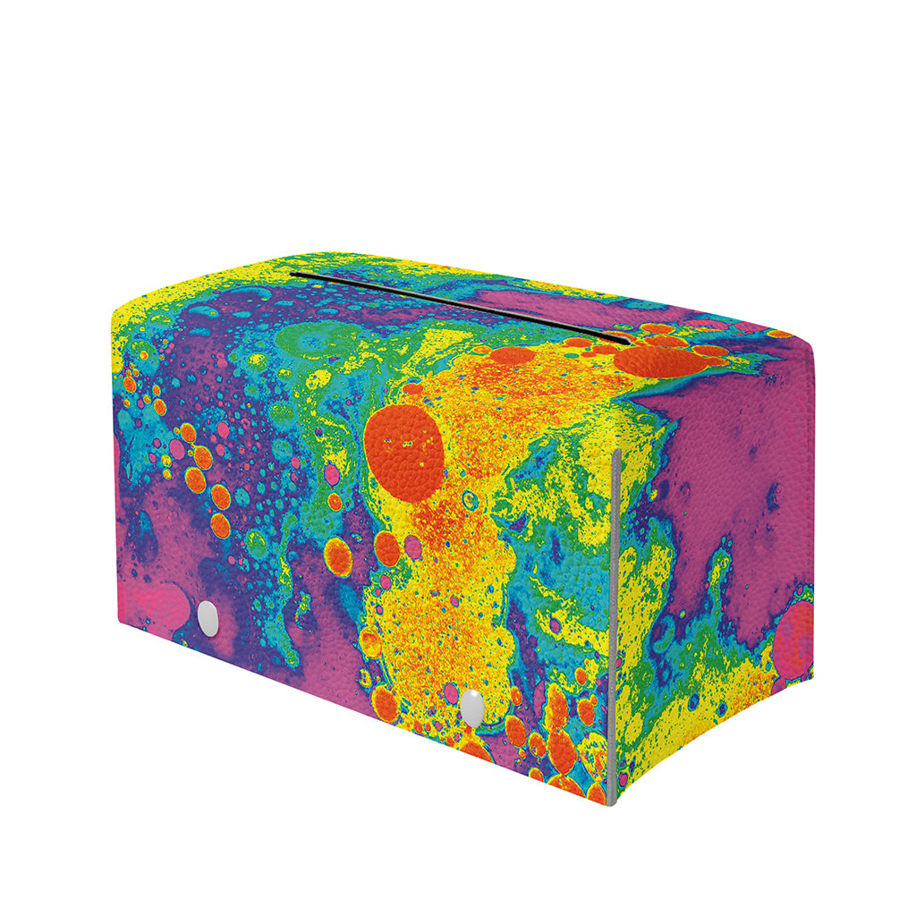 Colorful Acid Melt Print Leather Tissue Box Cover