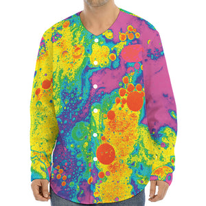 Colorful Acid Melt Print Long Sleeve Baseball Jersey