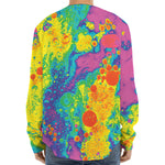 Colorful Acid Melt Print Long Sleeve Baseball Jersey