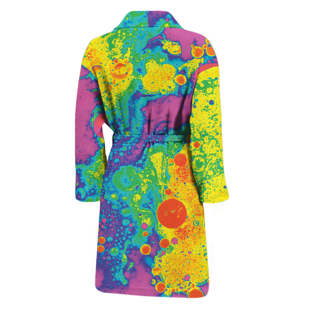 Colorful Acid Melt Print Men's Bathrobe