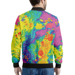 Colorful Acid Melt Print Men's Bomber Jacket