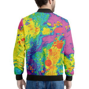 Colorful Acid Melt Print Men's Bomber Jacket