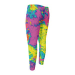 Colorful Acid Melt Print Men's Compression Pants