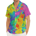 Colorful Acid Melt Print Men's Deep V-Neck Shirt