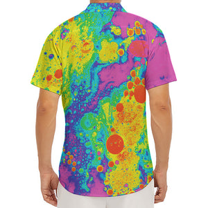 Colorful Acid Melt Print Men's Deep V-Neck Shirt