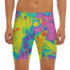 Colorful Acid Melt Print Men's Long Boxer Briefs