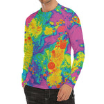 Colorful Acid Melt Print Men's Long Sleeve Rash Guard