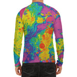 Colorful Acid Melt Print Men's Long Sleeve Rash Guard
