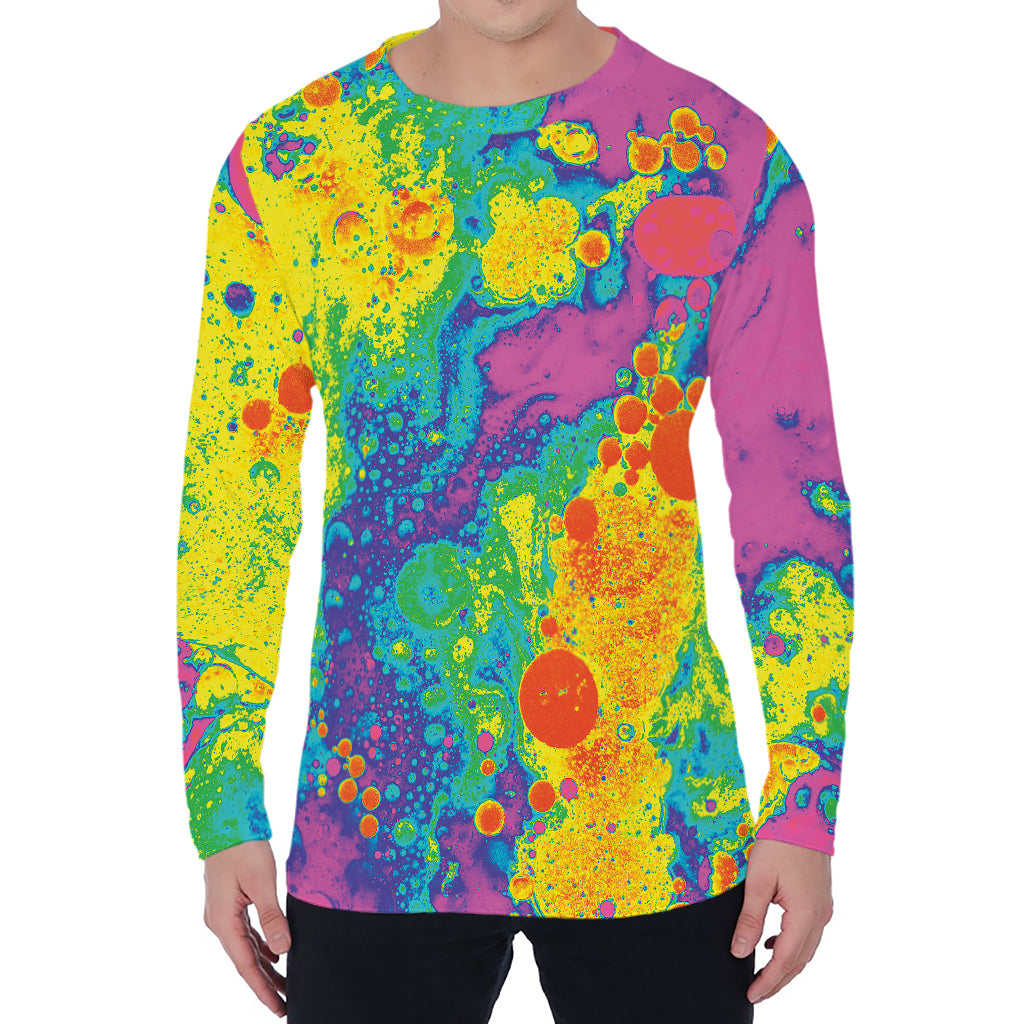 Colorful Acid Melt Print Men's Long Sleeve T-Shirt
