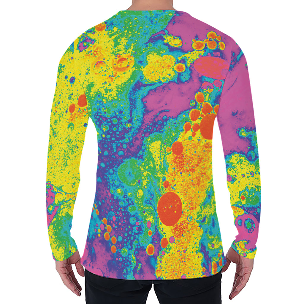 Colorful Acid Melt Print Men's Long Sleeve T-Shirt