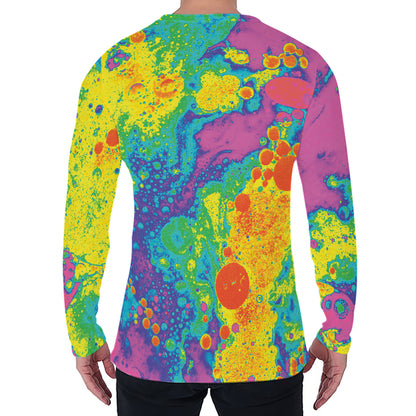 Colorful Acid Melt Print Men's Long Sleeve T-Shirt