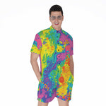 Colorful Acid Melt Print Men's Rompers