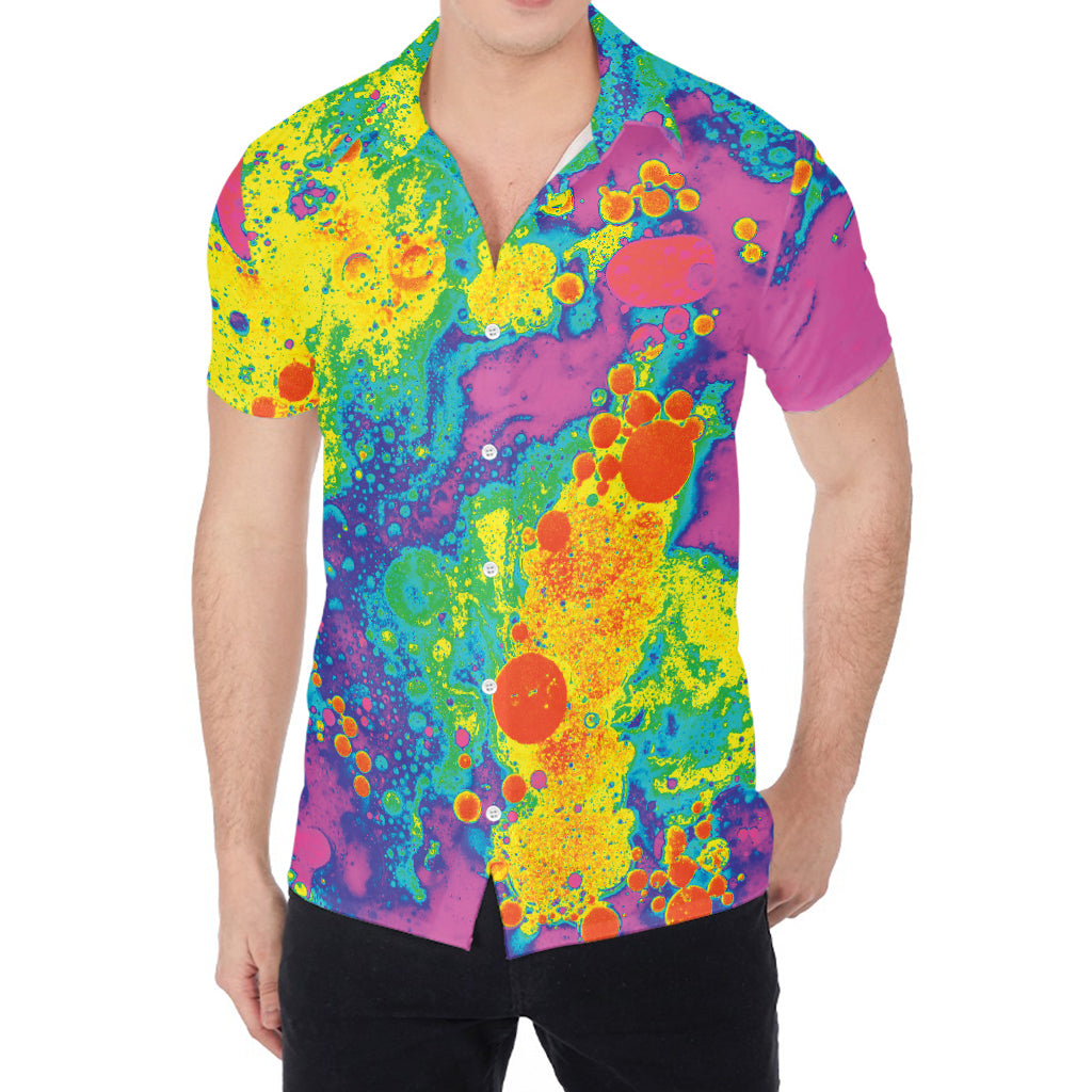 Colorful Acid Melt Print Men's Shirt