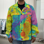 Colorful Acid Melt Print Men's Shirt Jacket